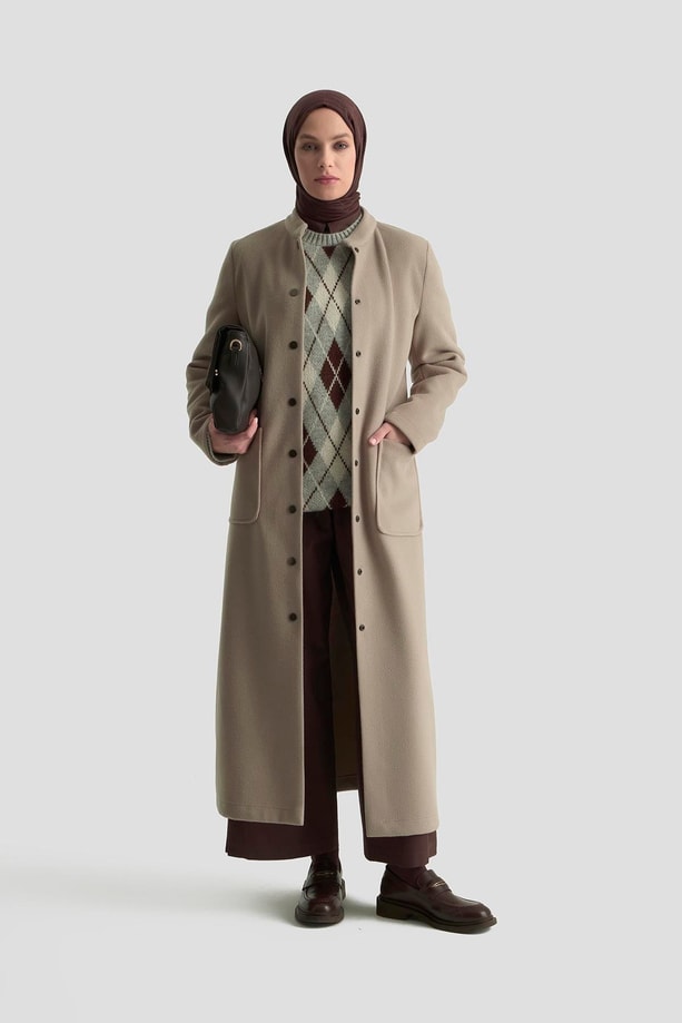 Armine Hakim Yaka Kaşe Kap 25KD1124 Camel