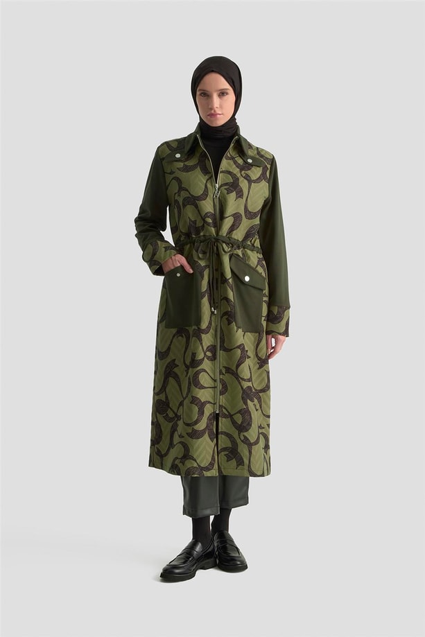Armine Desenli Kapitone Mixli Örme Giyçık 25KD1601 Haki