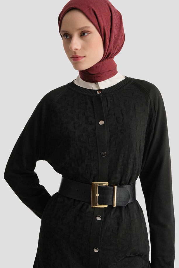Jakarlı Triko Hırka 25KD2306 SİYAH