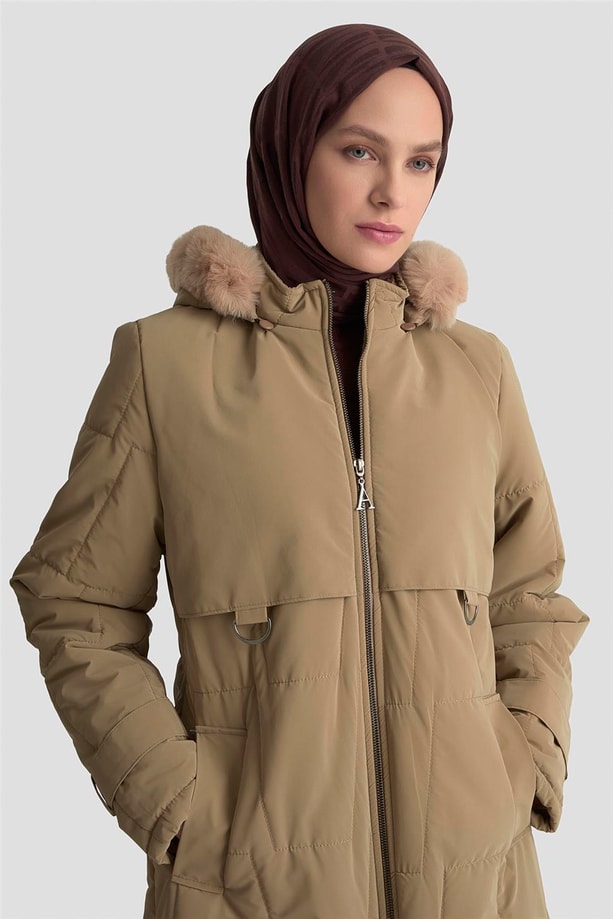 Armine Kapüşonlu Kapitone 25KD2402 Bej