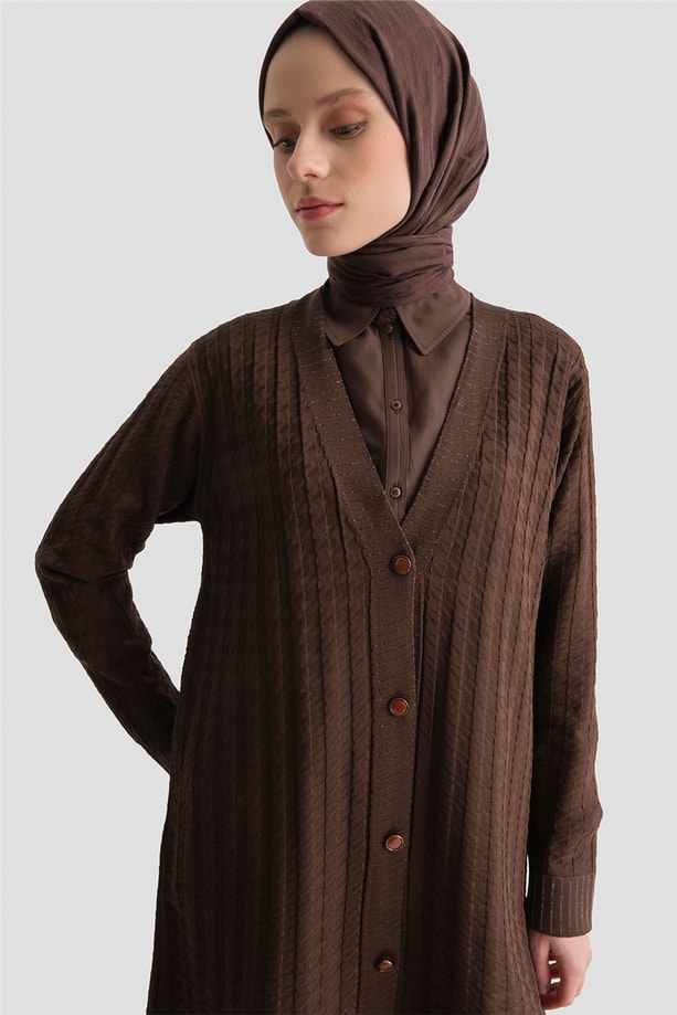 Triko Ceket 25KD5094 Kahve