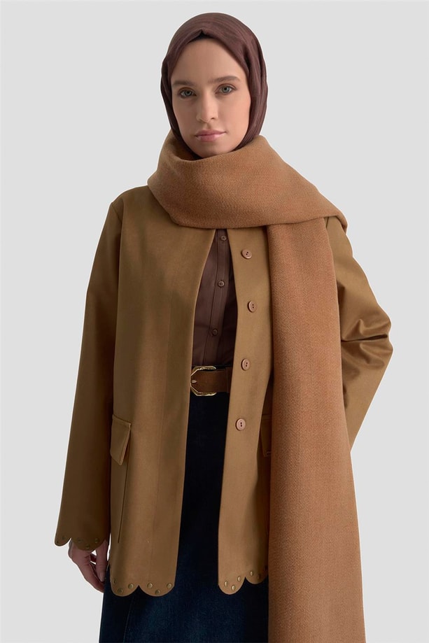 Armine Etek Ucu Lazer Kesimli Ceket 25K5131 Camel
