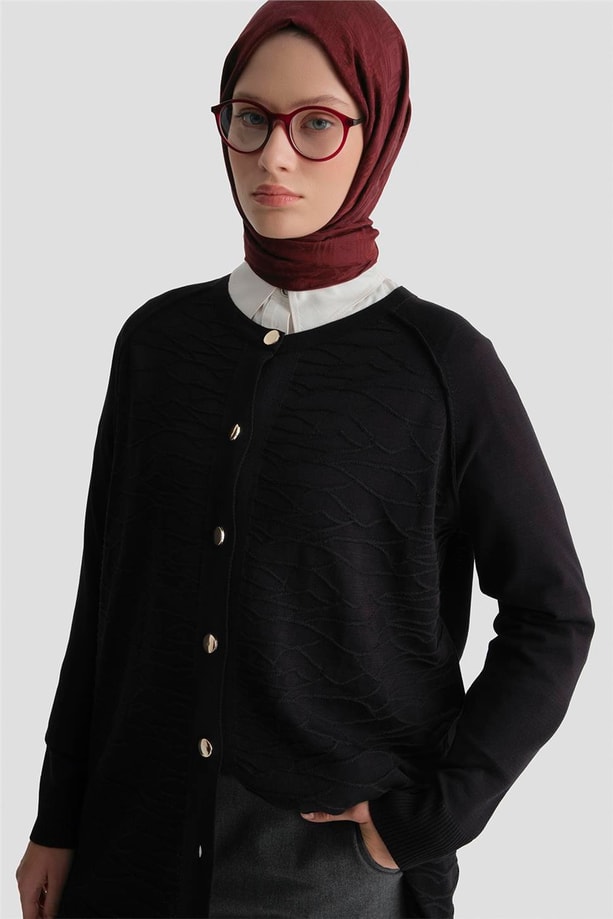 Armine Triko Ceket 25KD5306 Siyah