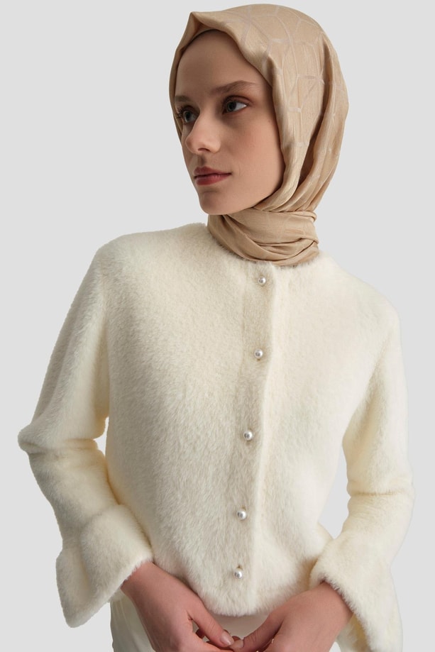 Armine Balon Kollu Hırka 25K5603 Ekru