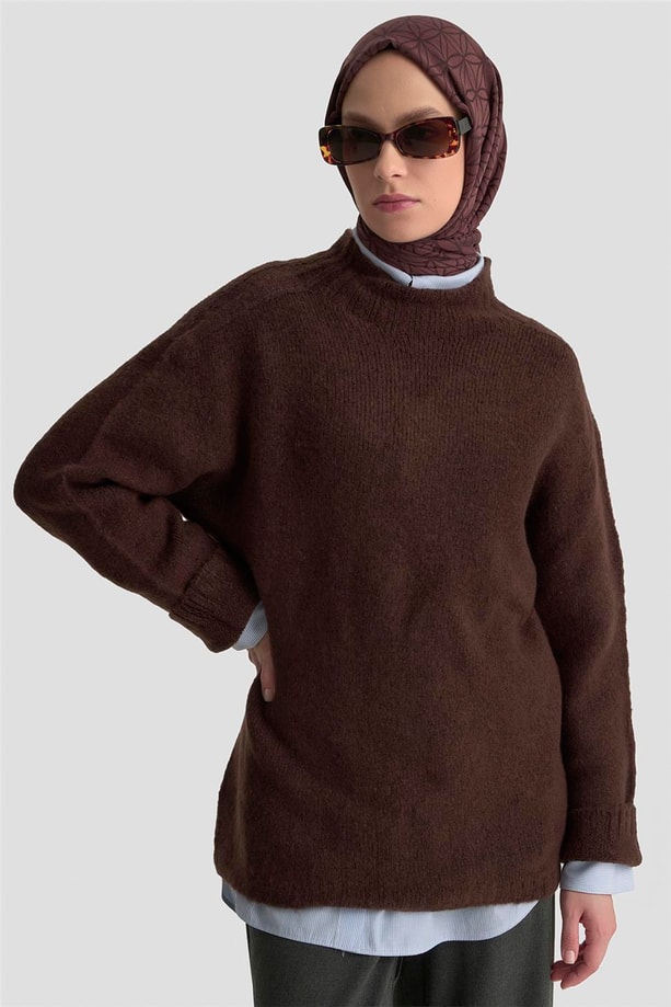 Armine Düz Triko 25KD6001 Kahverengi