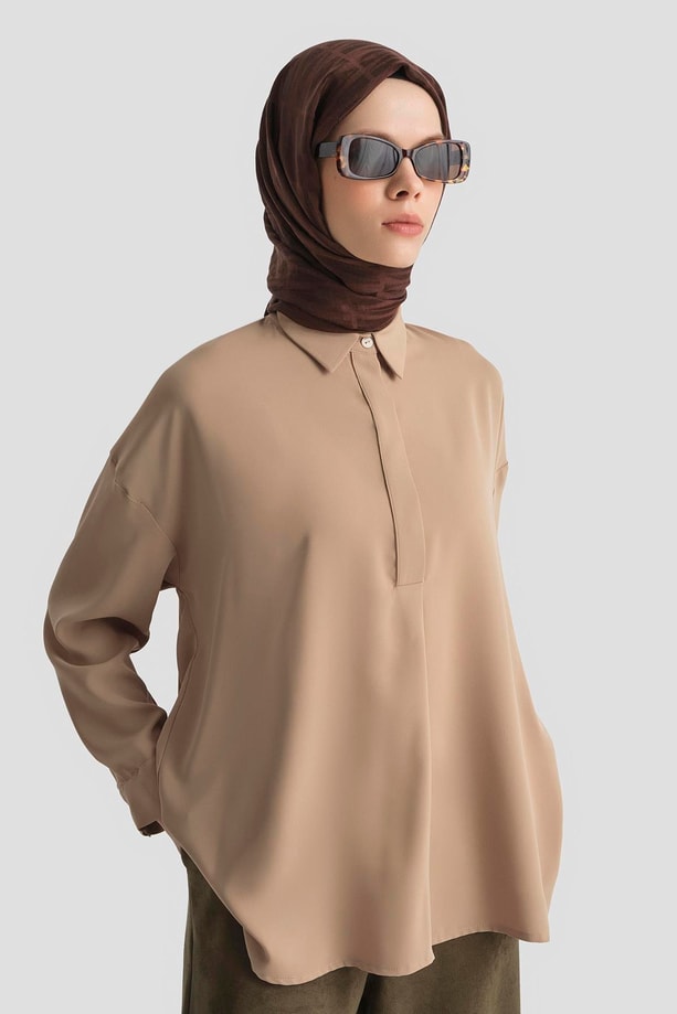 Armine Gömlek 25KD7001 Acı Kahve