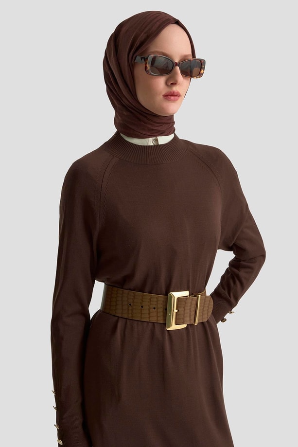 Armine Elbise 25KD7002 Acı Kahve