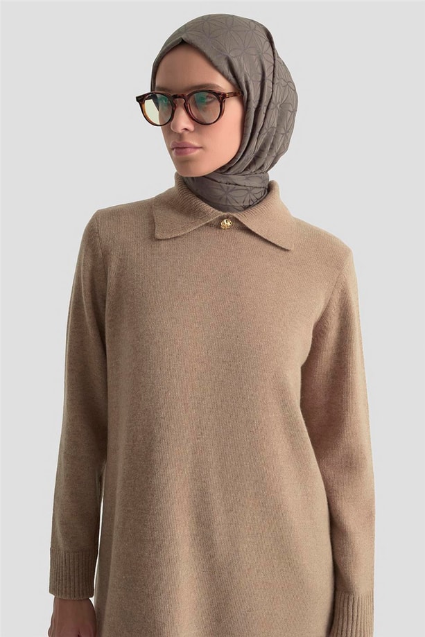 Armine Polo Yaka Triko Tunik 25KD7003 Camel