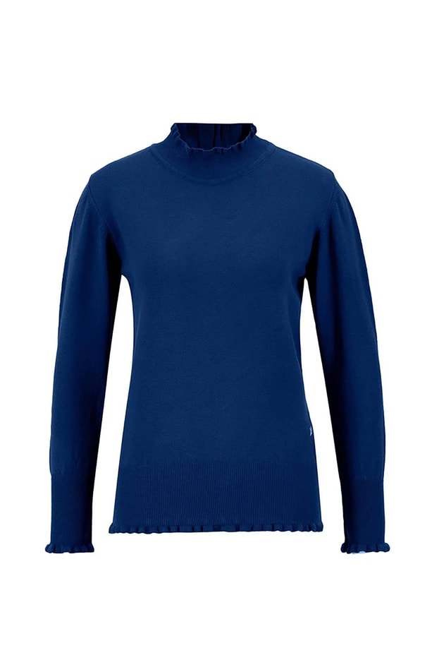 Armine Fırfır Detaylı Kazak Lacivert