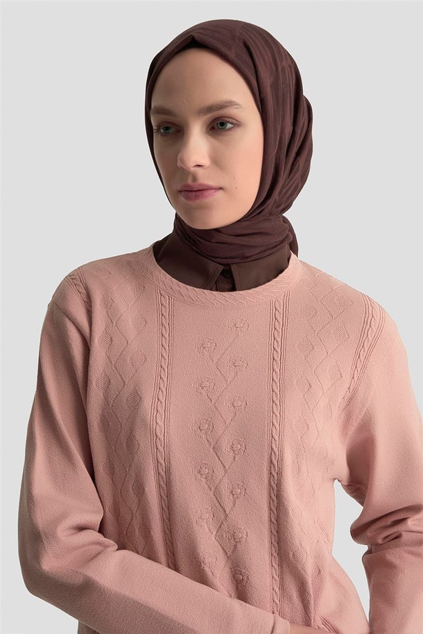 Armine Desenli Kazak 25KD7009 Pudra