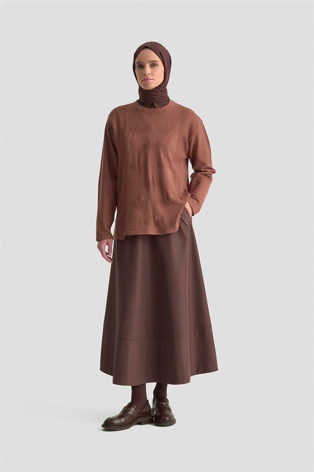 Armine Desenli Kazak 25KD7010 Gül kurusu