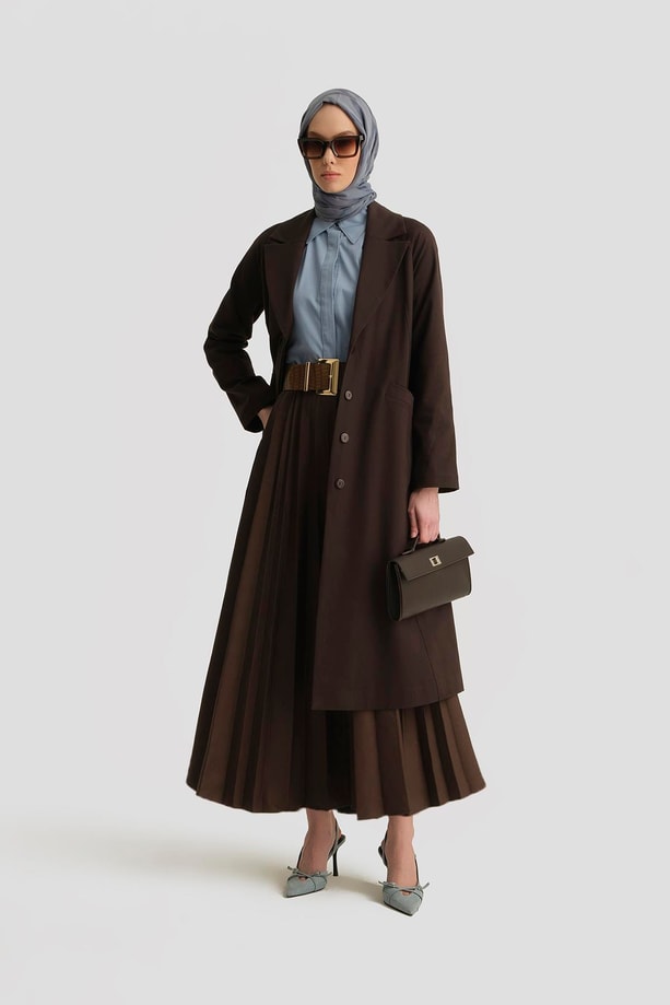 Armine Sırt Detaylı Pamuk Trençkot 25Y7801 Acı Kahve