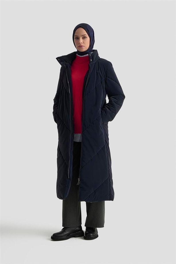 Armine Kapitone Mont 25K7928 Lacivert