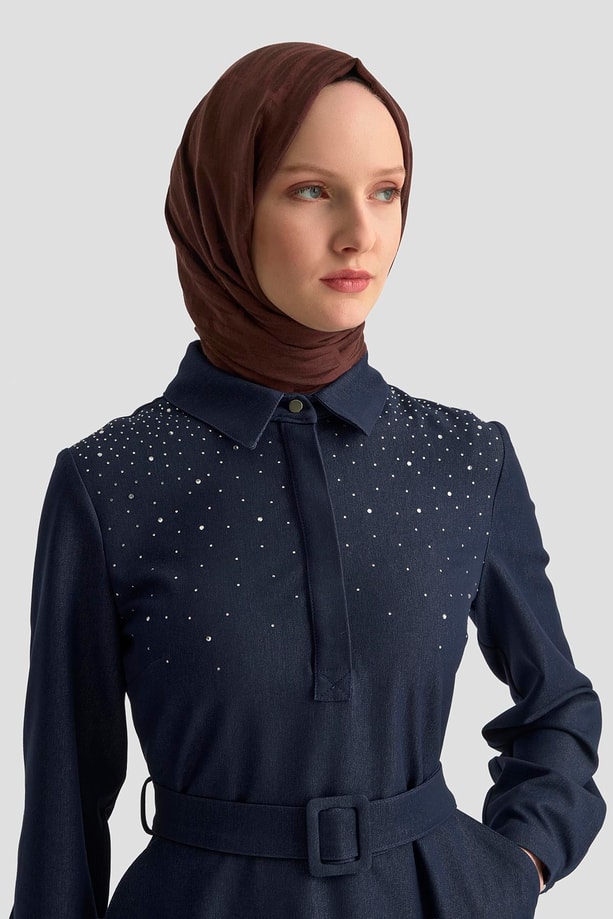 Armine Elbise 25KT905 İndigo