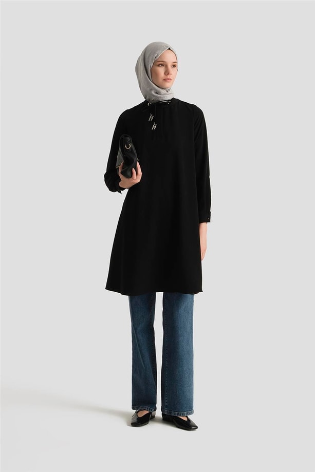 Armine Bağcık Detaylı Tunik 25YH4202 Siyah