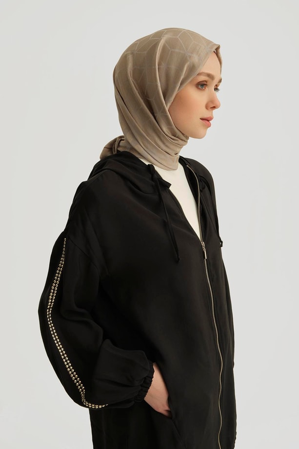 Armine Modal Trok Baskılı Tunik 25YD4240-1 Siyah