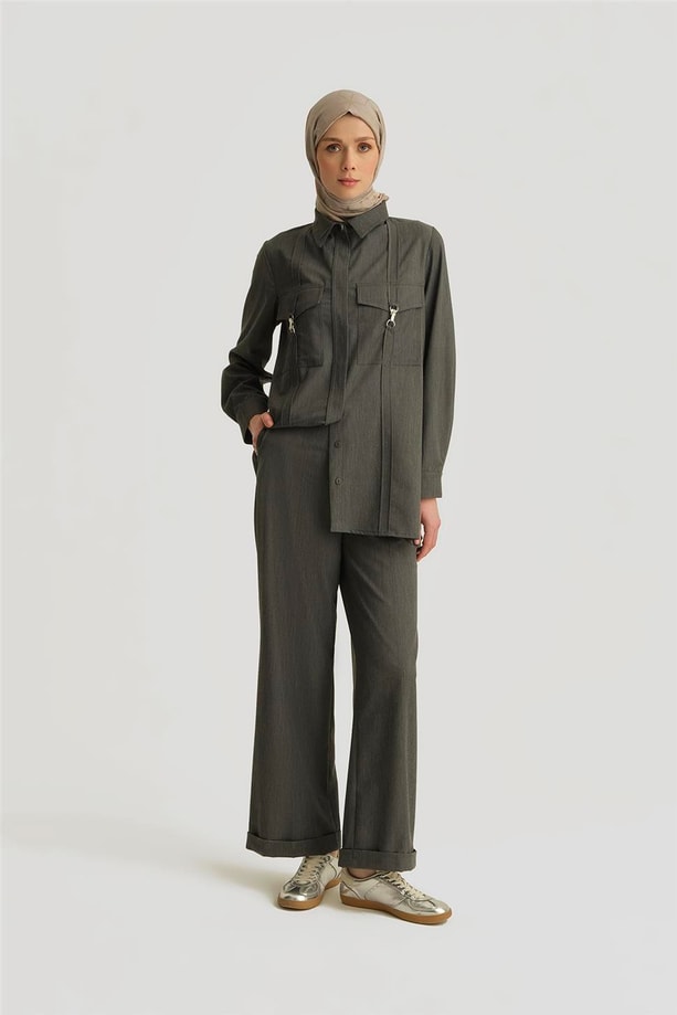 Armine Dikiş Detaylı Denim Ceket 25YD4241-1 Antrasit