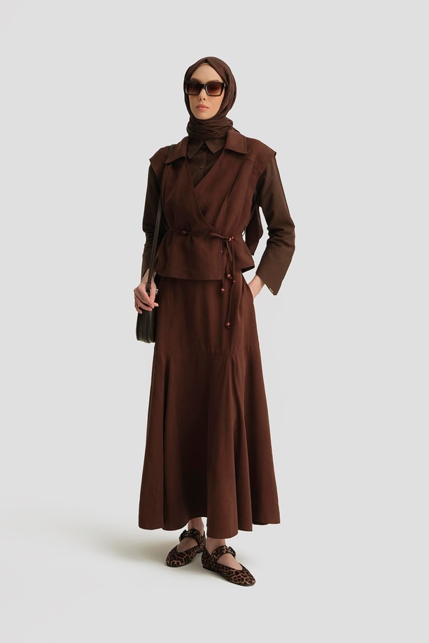 Armine Boncuk Detaylı Yelek 25Y4503 Açık Kahve