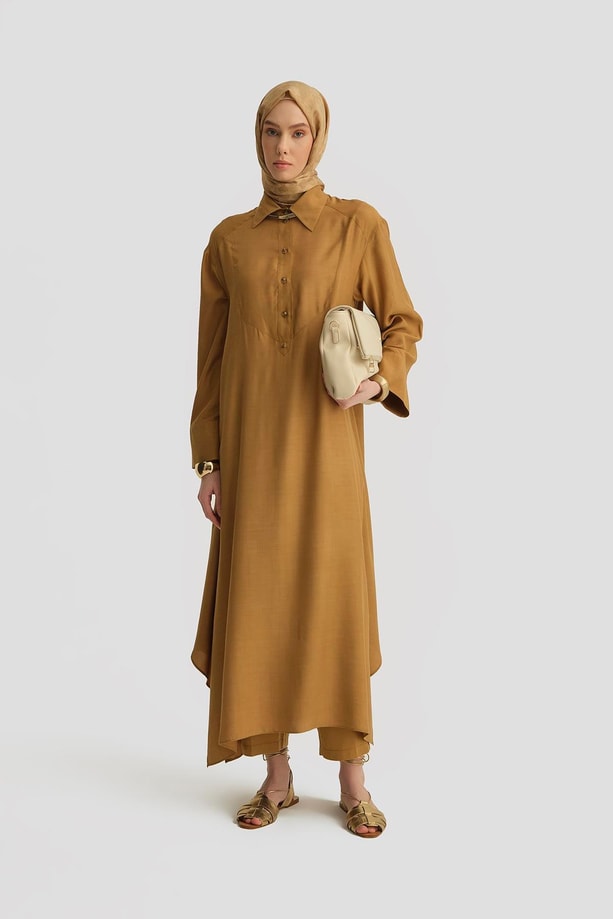 Armine Overize Tunik Elbise 25Y4701 Sahra