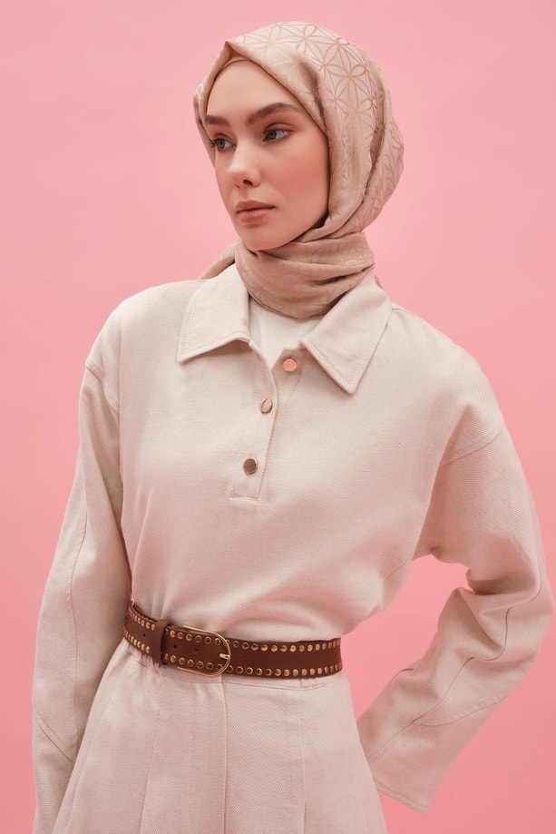 Armine Kuplu Ham Denim Takım 25Y6025 Naturel