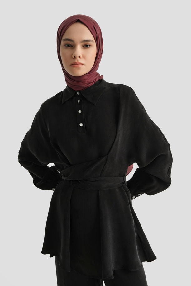 Armine Çapraz Bağlamalı Kupra Takım 25Y6032 Siyah