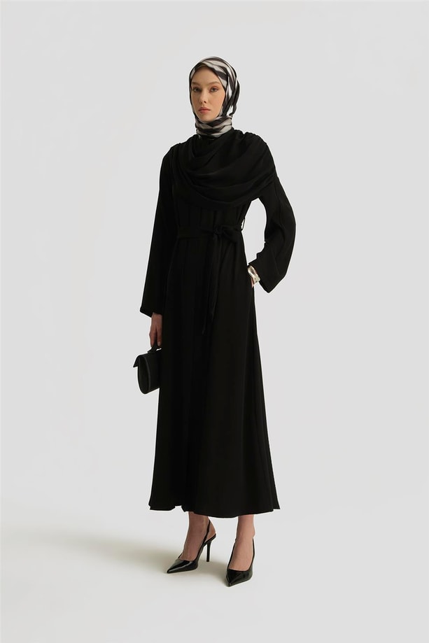 Armine Şal Detaylı Ferace 25Y8304 Siyah