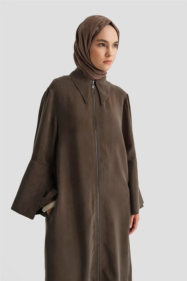 Armine Çift Manşetli Ferace 25Y8306 Kakao