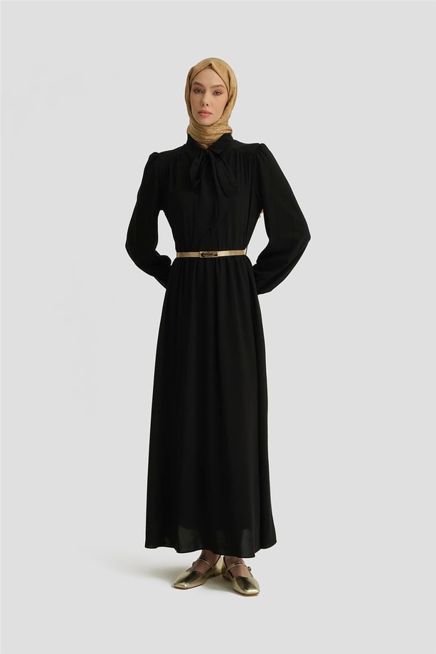 Armine Seyyar Yaka Kurdeleli Elise 25Y9016 Siyah