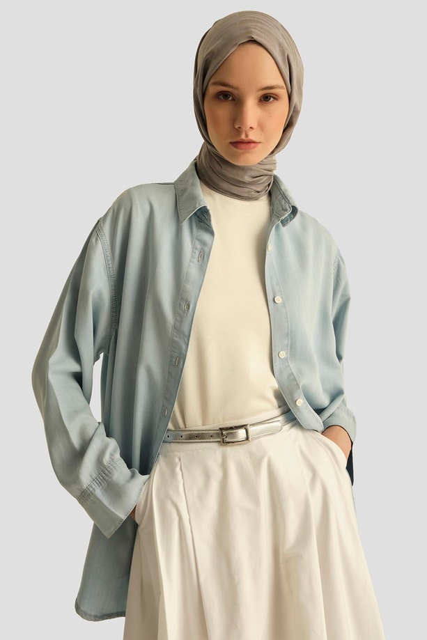 Armine Tencel Gömlek 25YD9112 Mavi