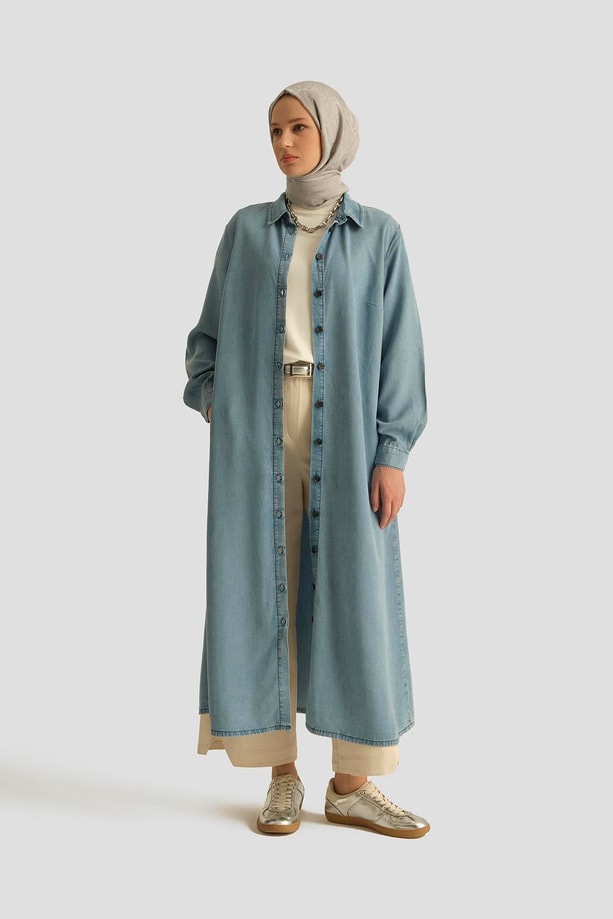 Armine Tencel Tunik Elbise 25YD9143 İndigo