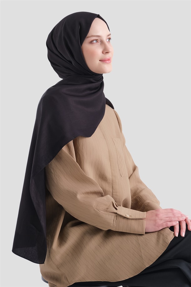 Armine Bordürlü Lyocell Şal 01 Siyah