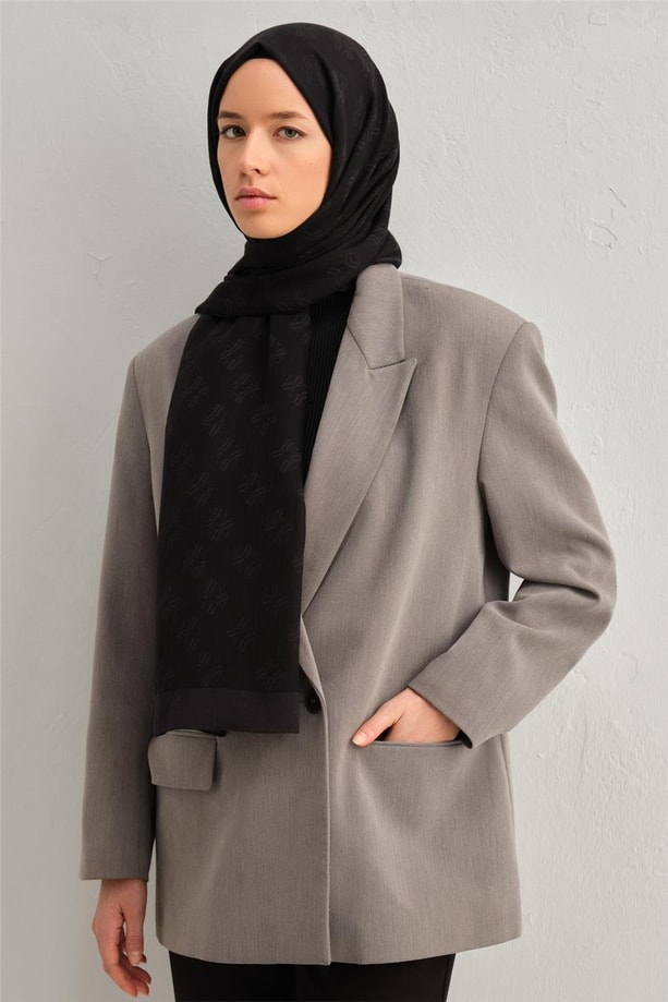 Armine Tensel İpek Minimal Monogram Desen Şal 01