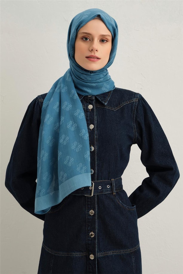 Armine Tensel İpek Minimal Monogram Desen Şal 32118