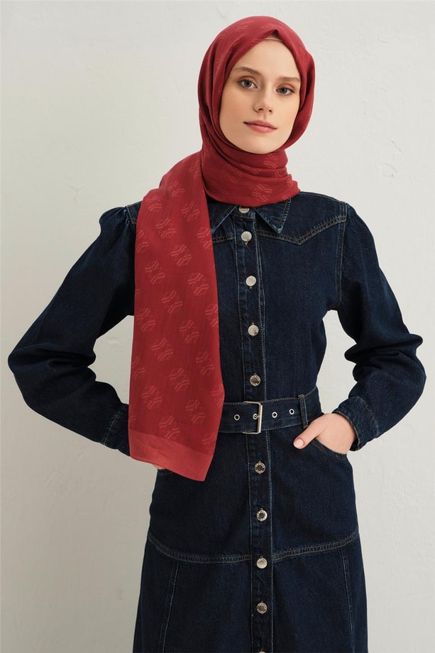 Armine Tensel İpek Minimal Monogram Desen Şal 32109