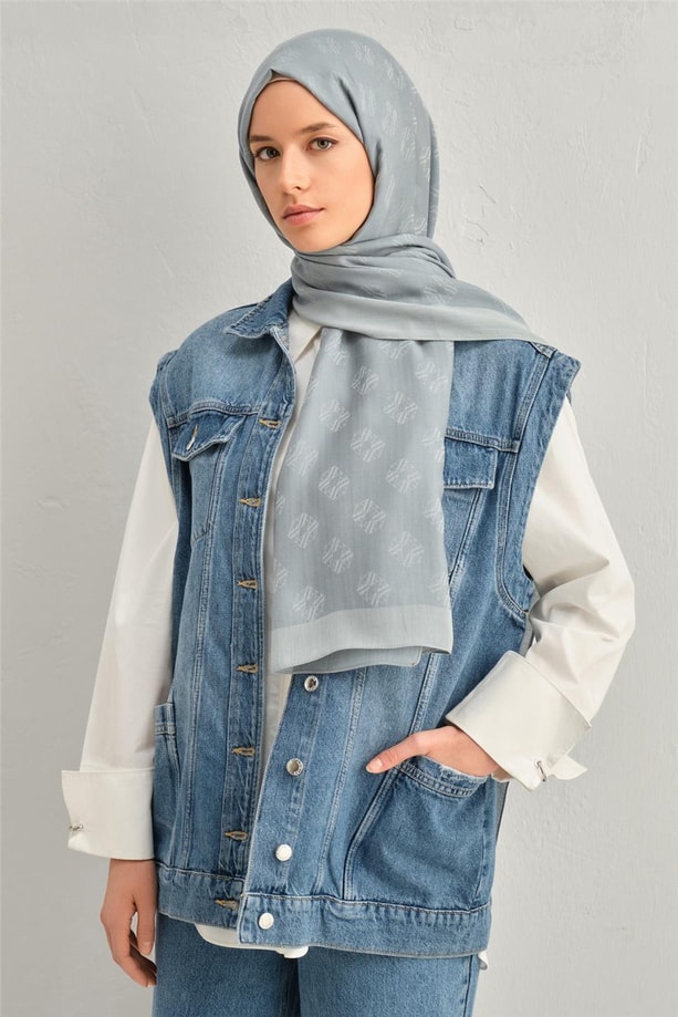 Armine Tensel İpek Minimal Monogram Desen Şal 3291