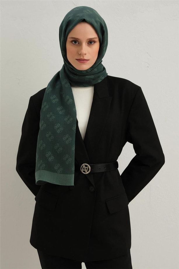 Armine Tensel İpek Minimal Monogram Desen Şal 3299