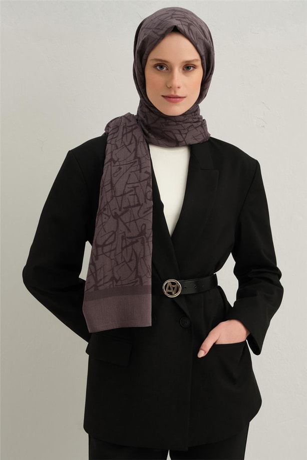 Armine Tensel İpek Kaligrafi Desen Şal 02