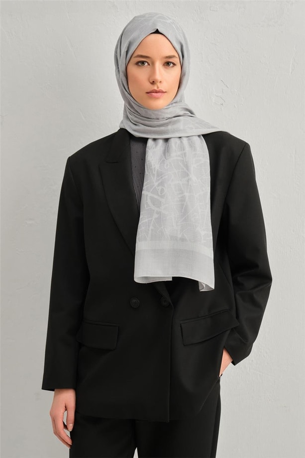 Armine Tensel İpek Kaligrafi Desen Şal 3295