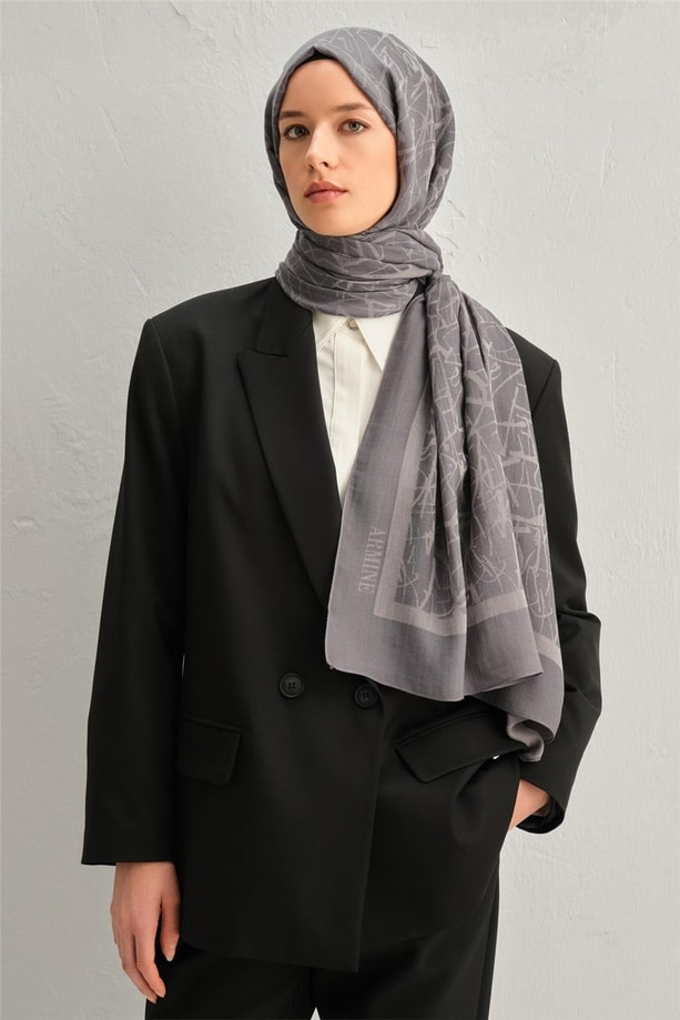 Armine Tencel İpek Kaligrafi Desen Şal 3296