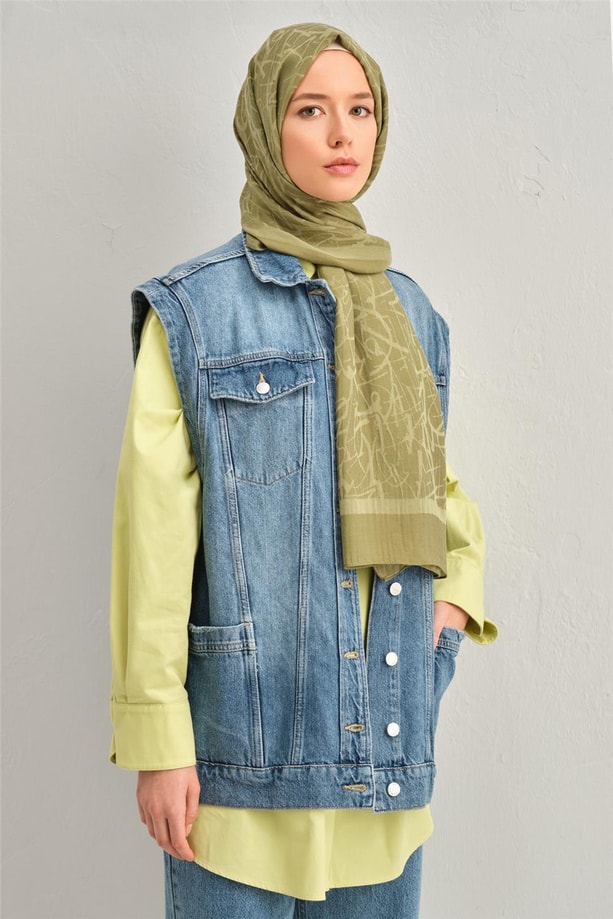 Armine Tensel İpek Kaligrafi Desen Şal 3297