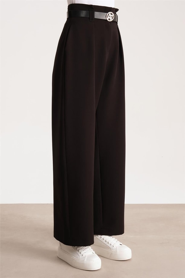 Armine Kemerli Palazzo Pantolon ORT2519 Siyah
