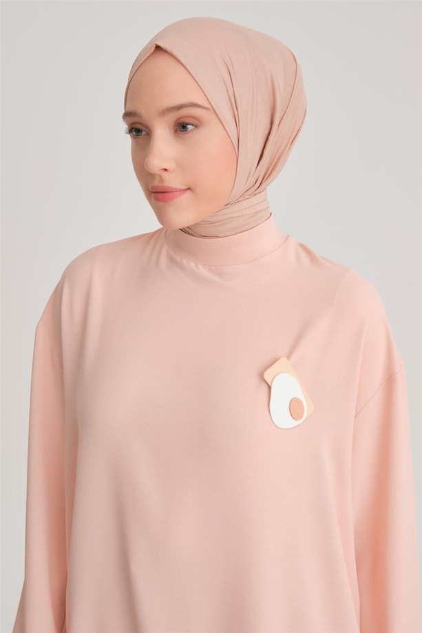 Armine Broşlu Bluz ORT3100 Somon