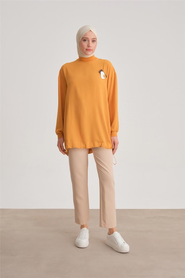 Armine Broşlu Bluz ORT3100 Zencefil