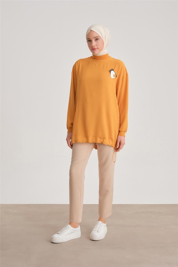 Armine Broşlu Bluz ORT3100 Zencefil