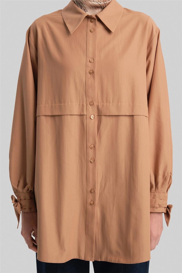 Armine Kol Detaylı Gömlek 23K3441 Camel