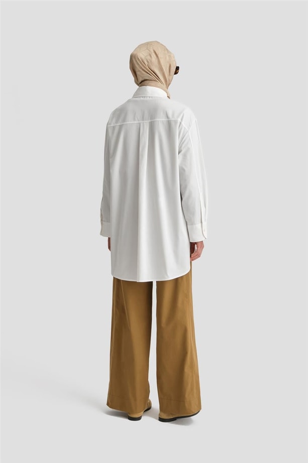 Armine Cepli Gabardin Gömlek Ceket 24K3603 Ekru