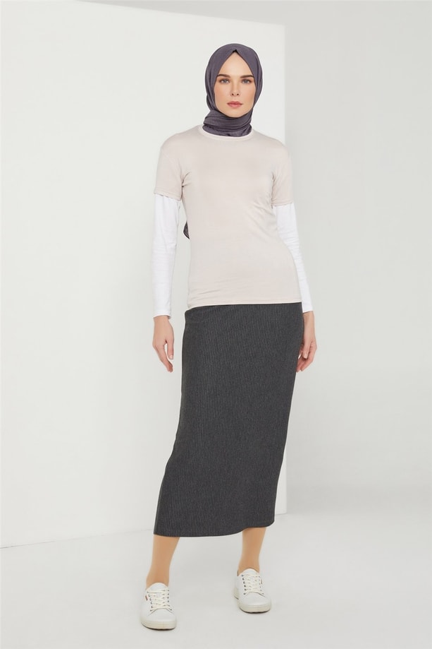Armine Kısa Kol Badi 21KD9037 Bej