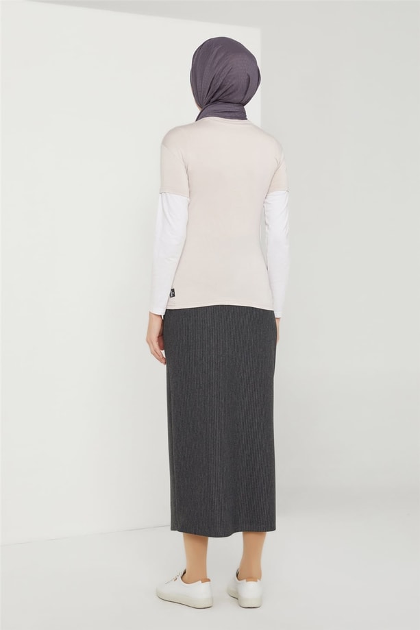 Armine Kısa Kol Badi 21KD9037 Bej