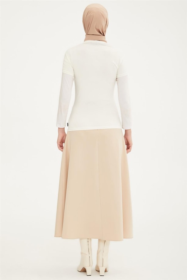 Armine Kısa Kol Badi 21KD9037 Ekru