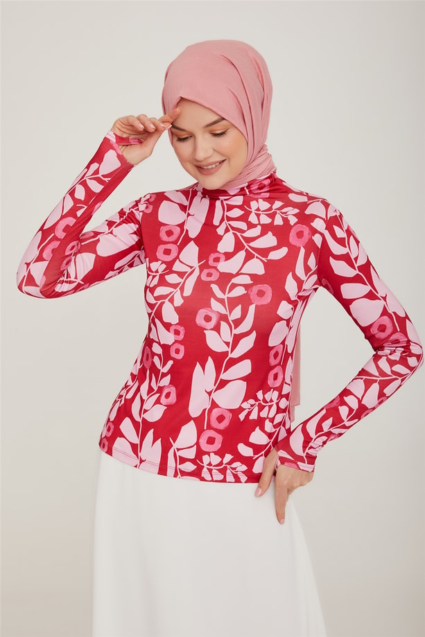 Armine Desenli İç Bady 22K3206 Kırmızı